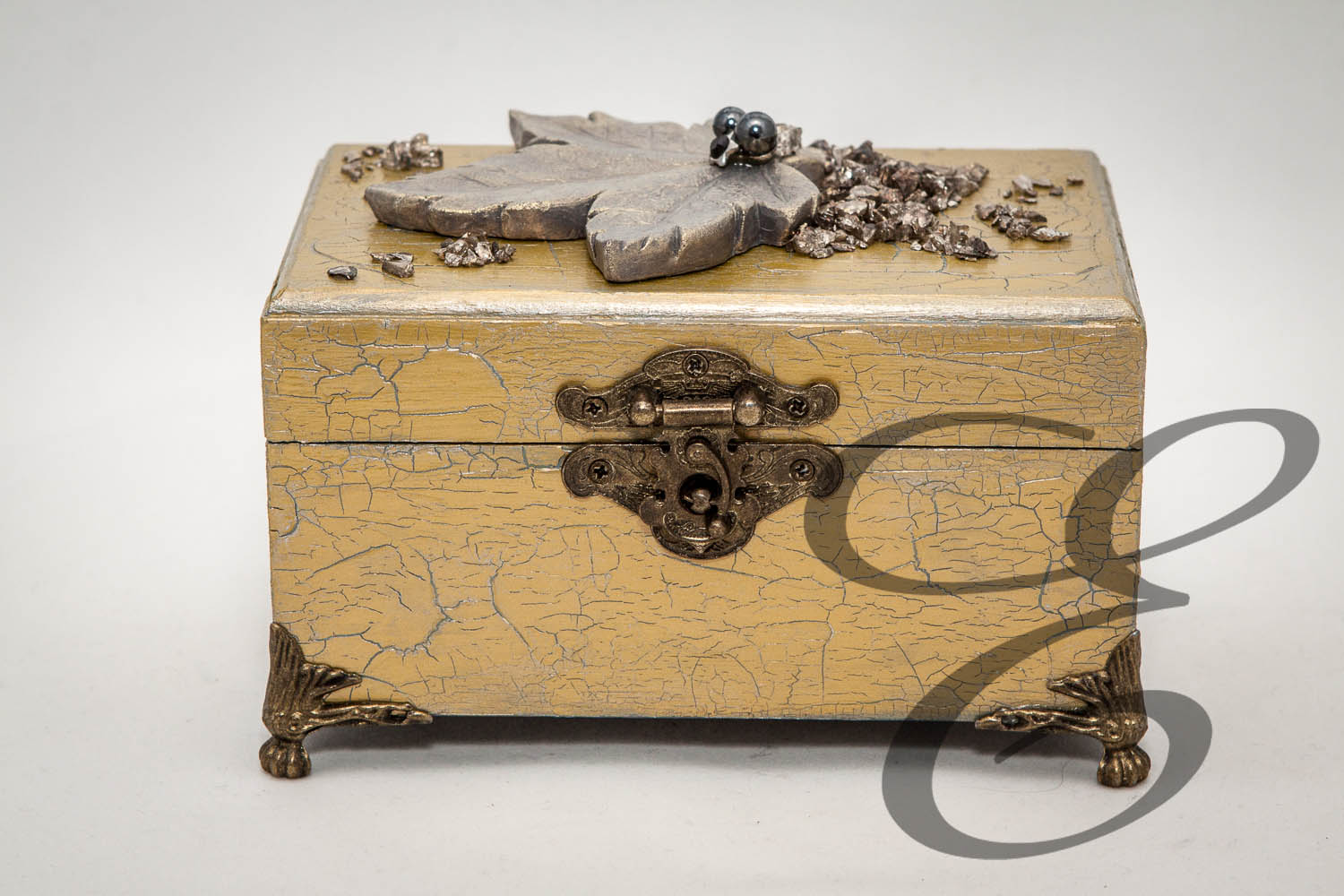 Kosmetiktücherbox Grün Gold Farbe mit Rosen Deko – Handgefertigtes Unikat von E-Family Jestetten
