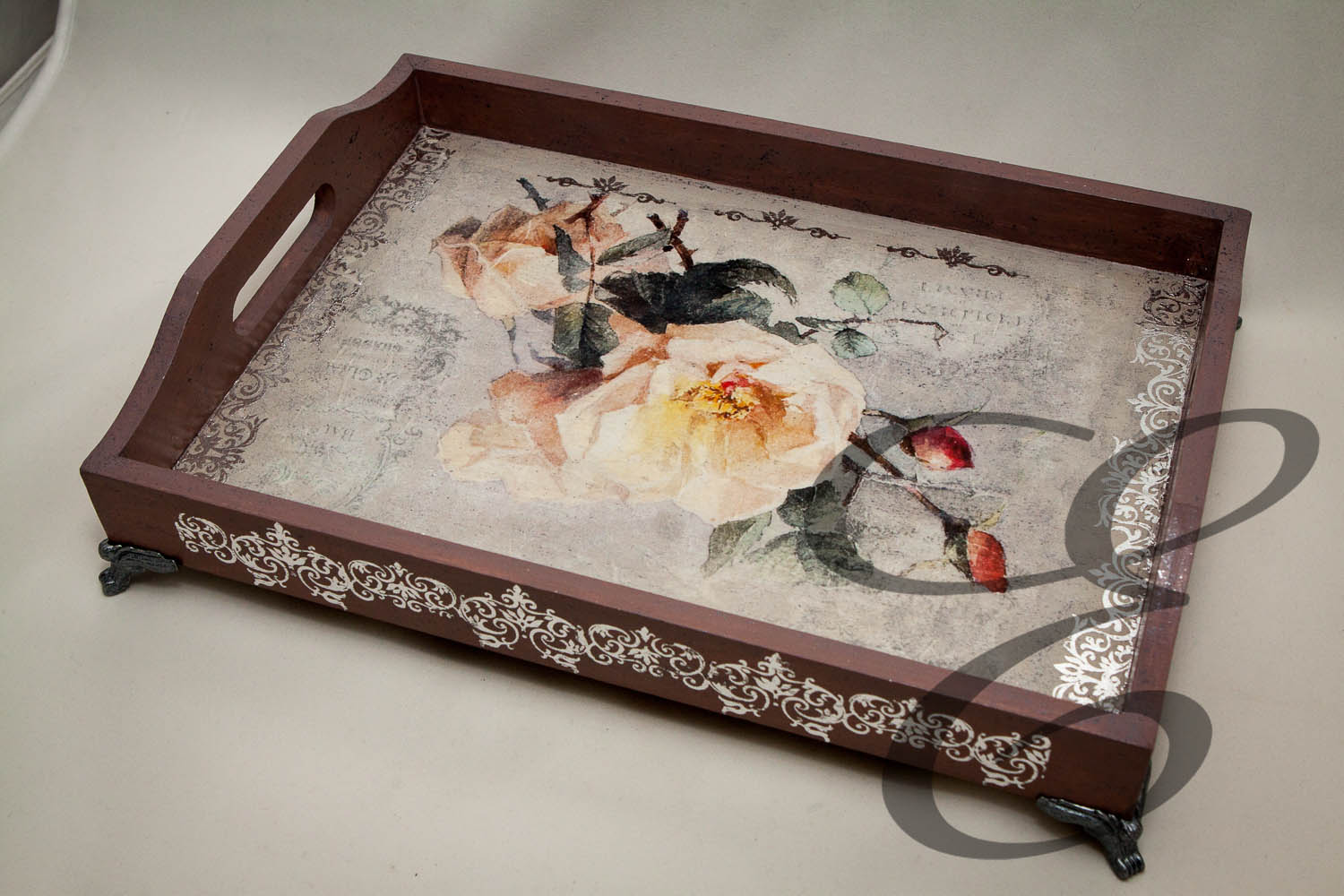Obst  & Gemüsekorb Shabby Chic Blumenmotive – Handgefertigtes Unikat von E-Family Jestetten
