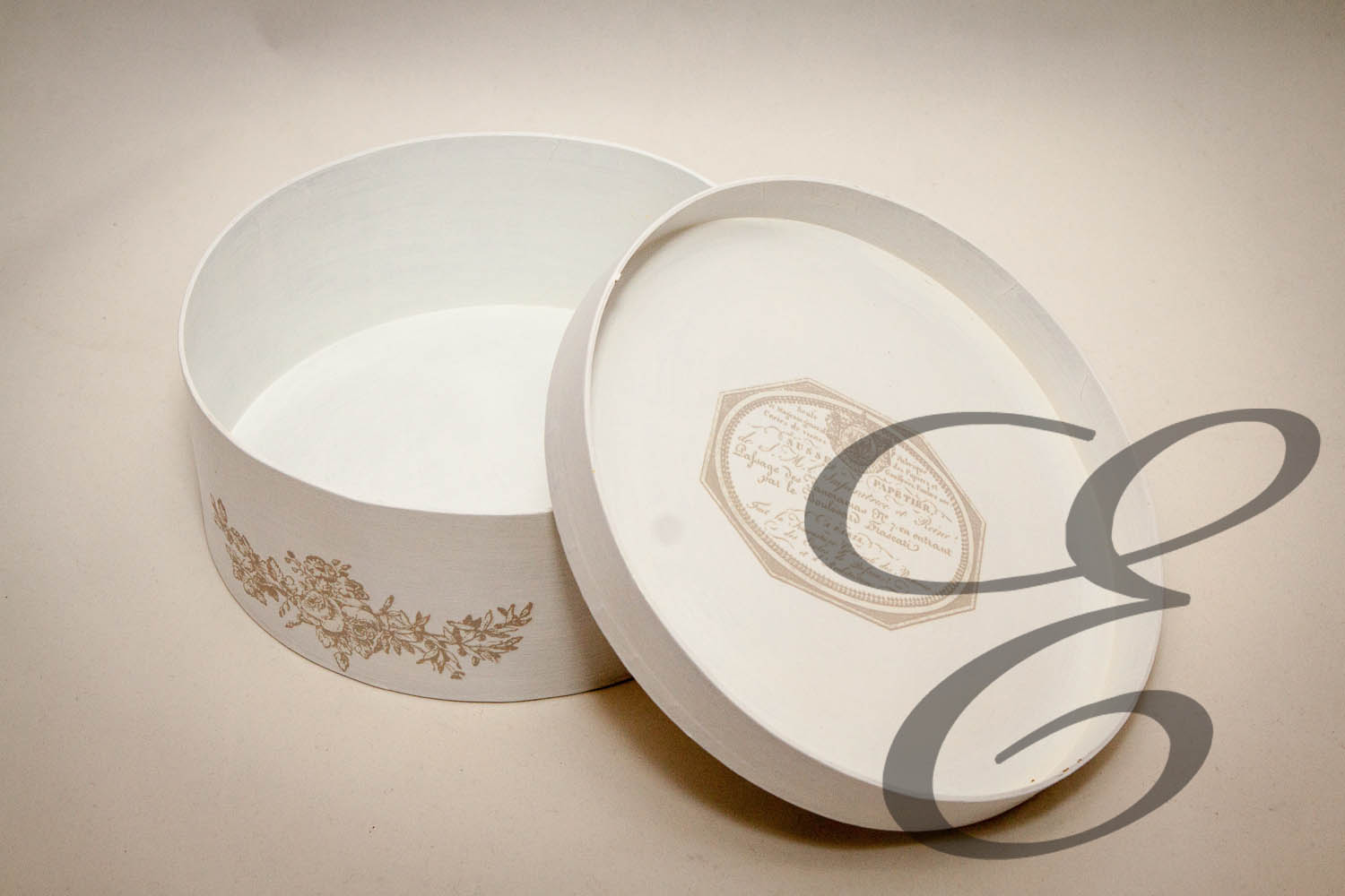 Schatulle Rund Weiß mit Blumenmotiv – Handgefertigtes Unikat von E-Family Jestetten